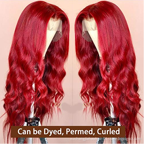 Wholesale  HD Full Lace burgundy Human Hair Wigs For Black Women Brazilian Virgin Hair Transparent Lace Front Wig